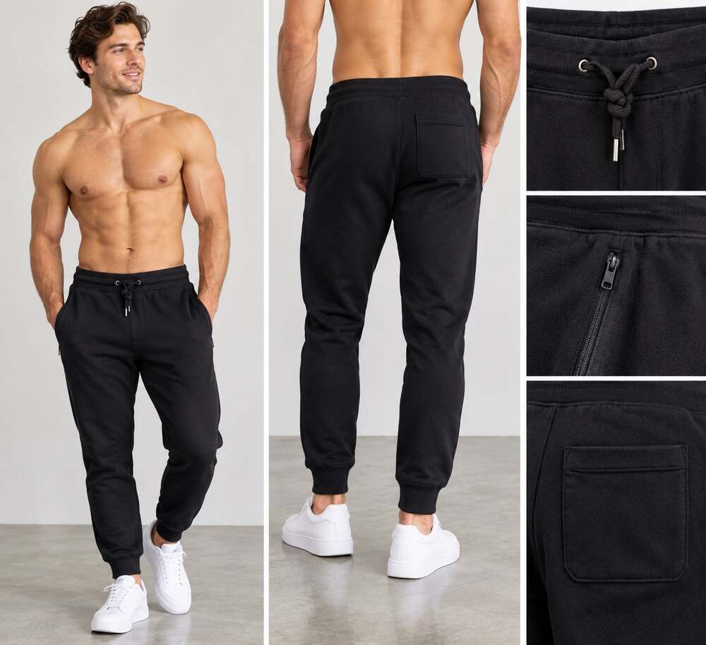 UNIQLO Men’s Black Fleece Jogger Sweatpants Size M Drawstring Waist